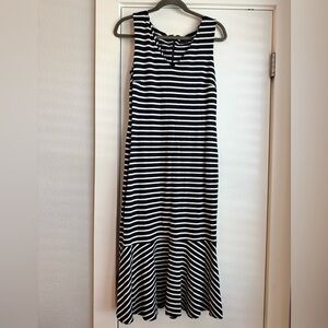 Banana Republic Black and White Striped Midi Dress